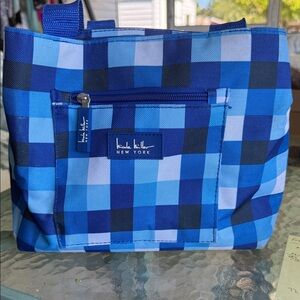 Nicole Miller Blue Plaid Tote